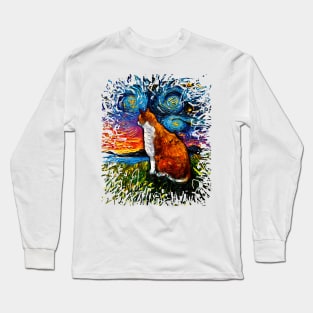 Orange and White Tabby Night (Splash version) Long Sleeve T-Shirt